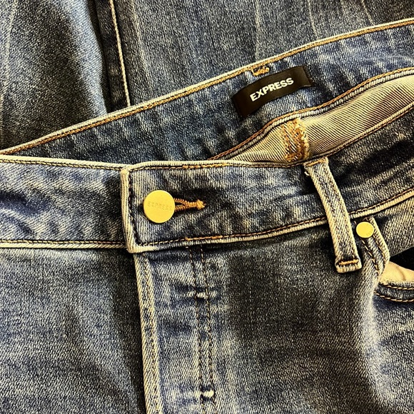 Express Low Rise Medium Wash Baggy Relaxed Straight Blue Jeans 10 Short 10S 10 S - Picture 14 of 16